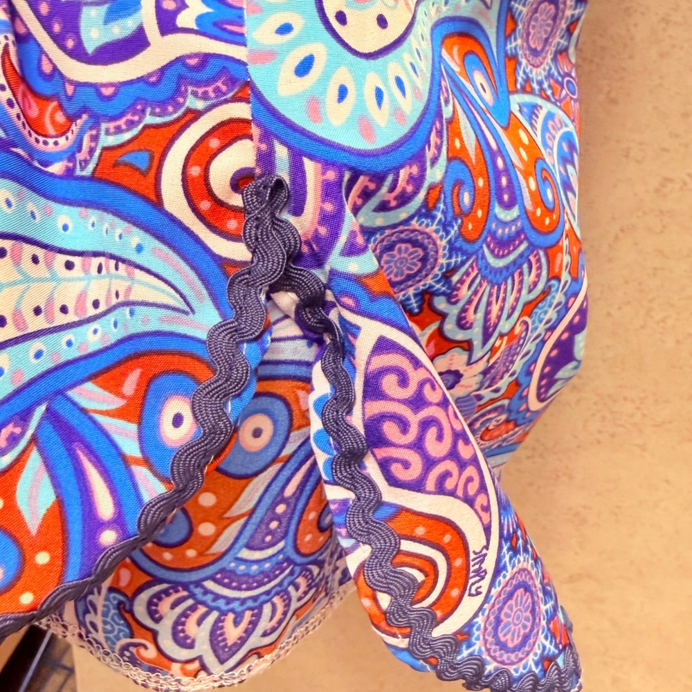Simply Southern M Womens Colorful Paisley Vibrant Coastal Career Light Blouse - Picture 5 of 9